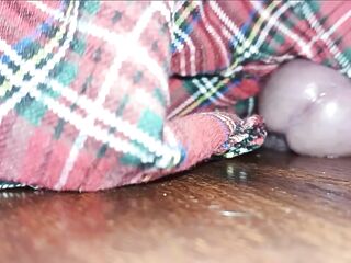 Hot Crossdresser In Plaid Petticoat Humps The Floor Until There Is No Greater quantity Cum