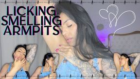 Licking and smelling my armpits.