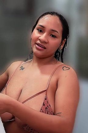 Brunette Big Tits Touches in the Bathroom After Gym