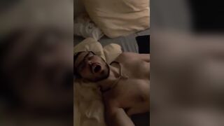 Watch this Serbian stud pleasure himself with his black dildo in HD