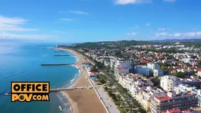 Office babe Megan Fiore gets it from the guard