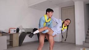 Petite brunette Latina gets her pussy eaten outdoors