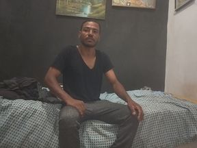 Hot brunette in bed in his bedroom masturbating