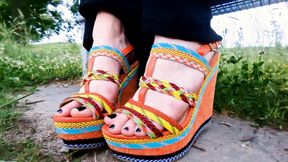 Bare Evening Walk in 15cm Orange Wedges