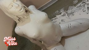 Too Much Paint! Completely Covered and Jerked Off!