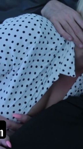 Pervmom - Big Boobs Blonde Milf Pulls Up Her Skirt And Lets Horny Dude Run His Tongue Down Her Cunt   Clip 2
