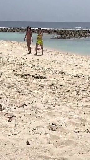 Pervert Jerks off Busty MILF and Her Stepdaughter and Cums on Their Faces While They Sunbath