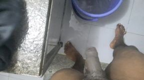 Hot Boy Masterbating in the Bathroom During Washing Clothes Nakedly