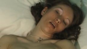 His tiny dick is trying to push into her tight pussy without much success