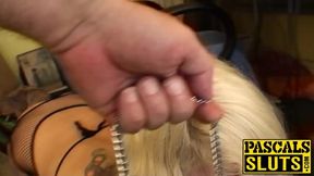 Sub babe gagged for balls deep pussy penetration