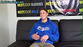 Amateur handsome stud jerks and cums after 1st casting