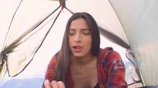 Tourist guide sucks mouth and pussy at camping site.