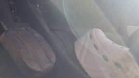 Having trouble starting this long-stalled car in these high-top slippers.