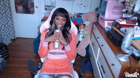 sexy black trans girl vanniall goons in lingerie - big dick ebony trans girl masturbating and self facial cumshot
