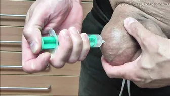 German Amateur Uses Air Pump on His Ballsack in Solo Fetish Play