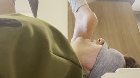 (Side View) Barefoot Face Trampling, Stomping and Jumping (messed up lips)