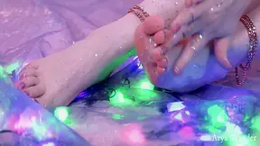 Shiny Glitter Feet Video, Close Up 6 Min