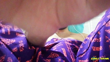 Big cock Jerking off in my sport pants and eating my cum - Camilo Brown