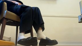 Shoeplay in loafers and white socks