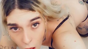 Cheetah print bikini-wearing woman opens legs for fucking