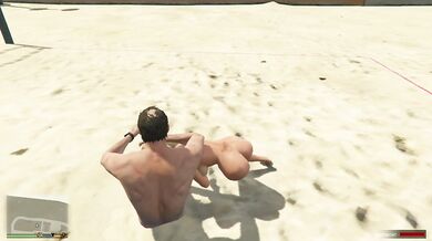 Trevor & Tracey: Anal Beach Volleyball Court Fuck. GTA Free Porn.