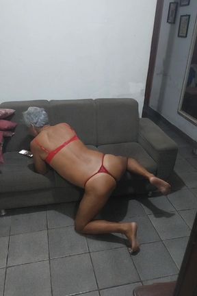 Ladysilva Showing off Her Sexy Ass in Red Panties on the Couch