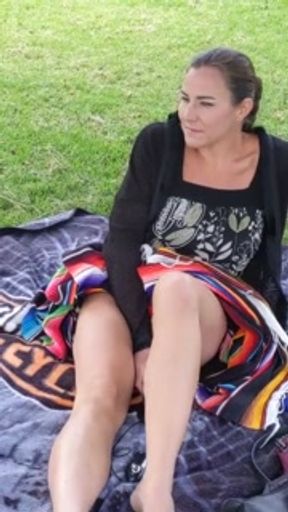 Kitty fucks Huge dildo in public