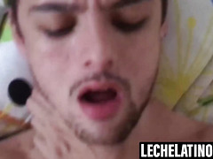 LecheLatinos.com - Attractive Maximiliano's cum explosion from a rim job