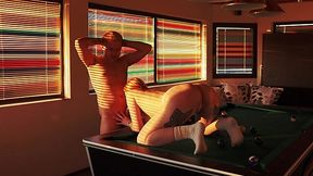 Fucking her deep throat and pussy instead of playing pool