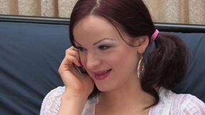 Hot Tight Pussy Brunette Neighbor brings a Two Sided Dildo for Multiple an Intense Orgasms to have