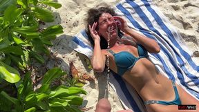 pissed on a girl on a public beach - she was shocked!