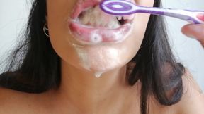 Teeth Brushing with Creamy Cum