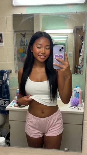 Amateur teen shows off her ass and tits