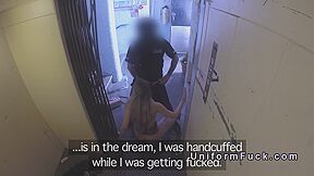 Babe With Eyeglasses Sucks Fake Cops Cock In Elevator