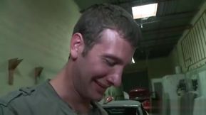 Gay Sucking A Hard Cock Inside The Car Shop