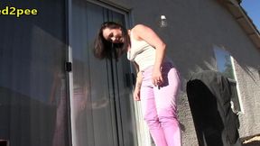 sinn sage locked out and pissing her tight pants