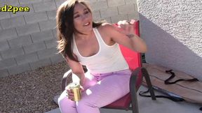 sinn sage locked out and pissing her tight pants