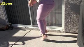 sinn sage locked out and pissing her tight pants