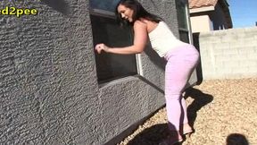 sinn sage locked out and pissing her tight pants