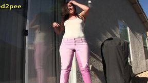sinn sage locked out and pissing her tight pants
