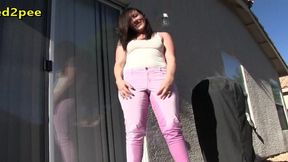sinn sage locked out and pissing her tight pants