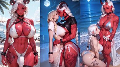 Futa Demon Prepares for Beach Day… Ends with Blonde Girlfriend’s Blowjob & Handjobobd