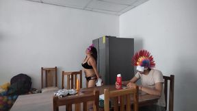 Housekeeper Strips Naked in Front of Blind Boss While Eating at Home