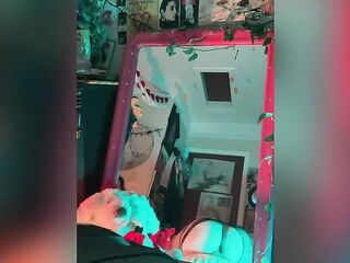 Emo Nonbinary Doxy Gets Off in Front of Their Mirror with a Hitachi