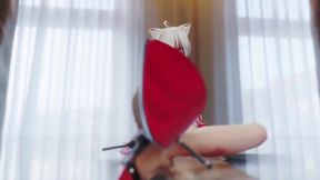 Chocolate Cream Cheongsam Black Stockings Red-soled High Heels