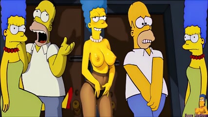 ballbusting MARGE SIMPSON hard kick in the balls to poor Homer