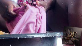 african maid does laundry with no pants on (pussy flashing)