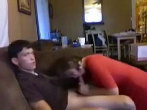 College girl barebacks her boyfriend on the couch