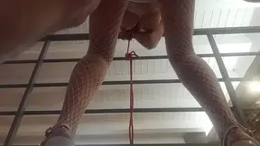 Laura on Heels sexy milf 2024 bondage blowjob fucking in fishnet and high heels with cum in moutth