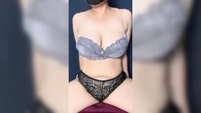 naked woman shows off her armpits and fingering her vagina